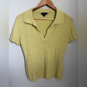 J. Crew collared pointelle sweater shirt Size Small lemon lime color